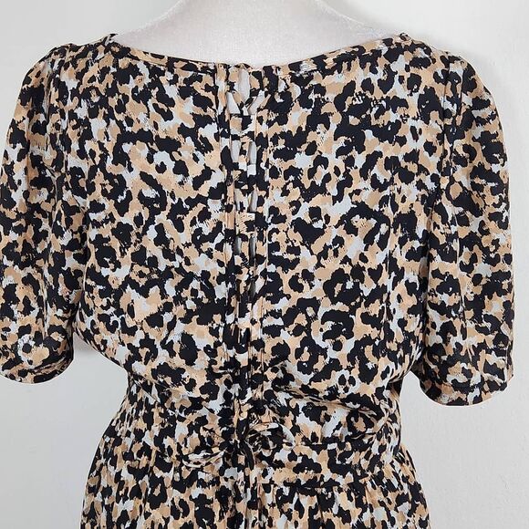 BCBGeneration Animal Print Lace-Up Back Mini Dress Size 8 Black and Tan Dress - Picture 6 of 9